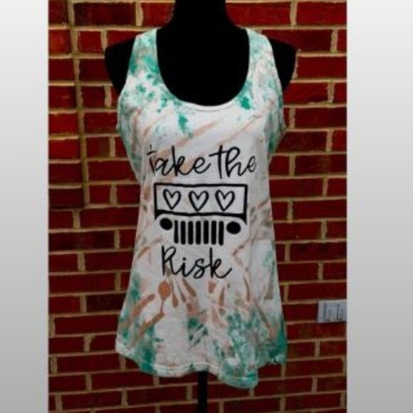 Jeep Take The Risk Graphic Tank Custom Tie-dyed Racerback Small - Picture 1 of 4